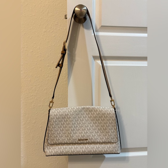SOLD--> Michael Kors Monogram Cream Crossbody Bag - Picture 2 of 9
